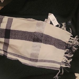 Ann Taylor LOFT Sequin Shadow Stripe Silver/Gray/Black Scarf 70" L X 24" W